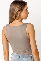 Brushed Double Layer Square Neck Tank