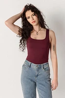 Brushed Double Layer Square Neck Tank