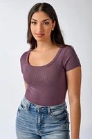 Ribbed Scoop-Neck Tee