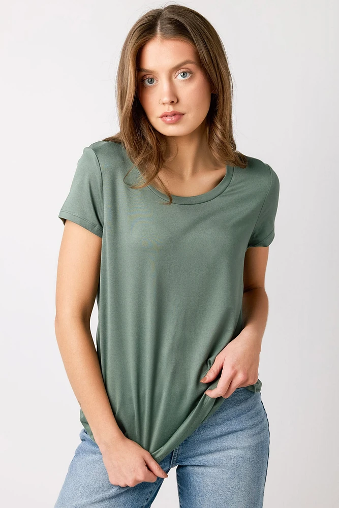 Cap-Sleeve Scoopneck Tee