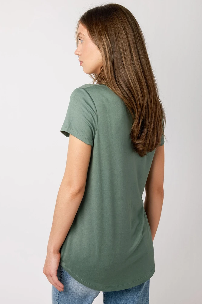 Cap-Sleeve Scoopneck Tee