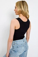Ribbed High-Neck Long-Length Tank Top