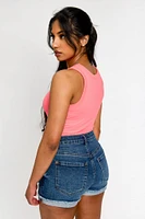 Ribbed High-Neck Long-Length Tank Top