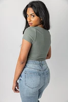 Ribbed Square-Neck Tee