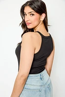 Ribbed High Neck Tank Top