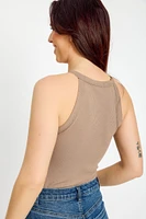 Ribbed High Neck Tank Top