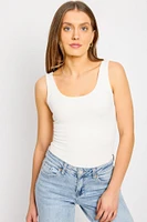 Ribbed Double-Layer Scoop-Neck Tank Top