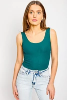 Ribbed Double-Layer Scoop-Neck Tank Top