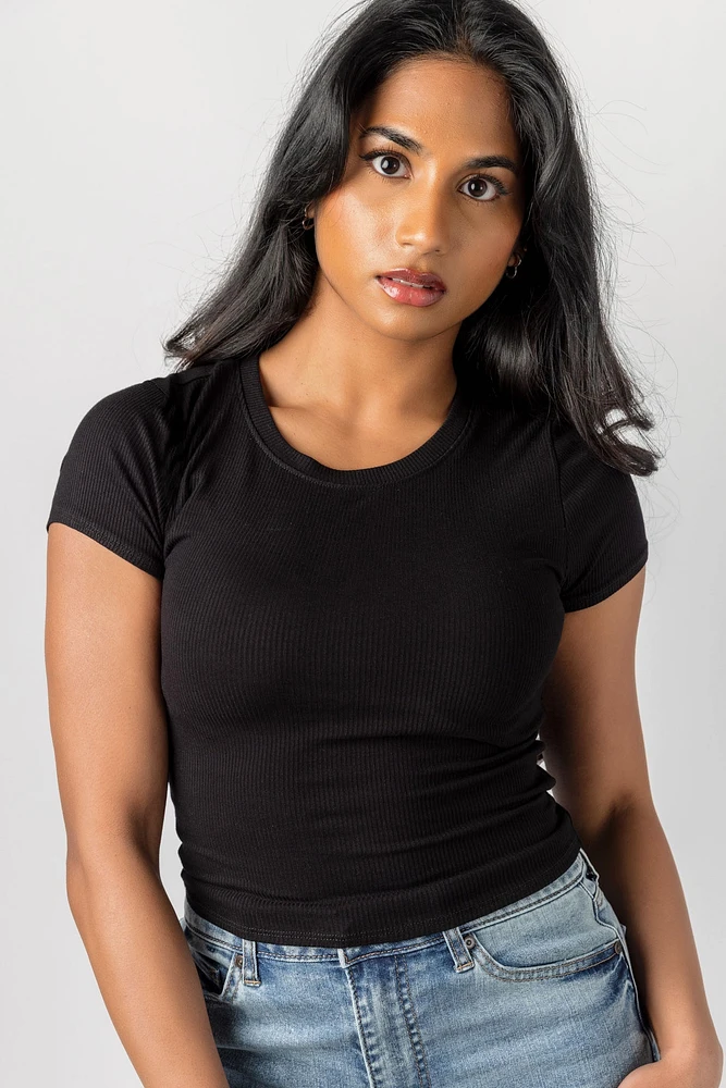 Ribbed Cropped Baby Tee
