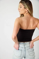 Ribbed Double-Layer Ruched Tube Top
