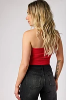 Ribbed Double-Layer Ruched Tube Top