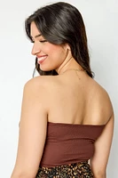 Ribbed Double-Layer Ruched Tube Top
