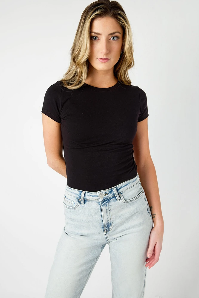 Cap-Sleeve Crew-Neck Tee