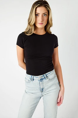 Cap-Sleeve Crew-Neck Tee