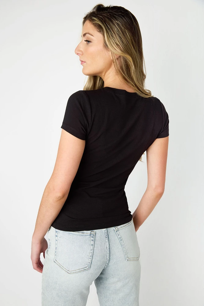 Cap-Sleeve Crew-Neck Tee