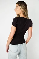 Cap-Sleeve Crew-Neck Tee
