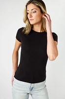 Cap-Sleeve Crew-Neck Tee