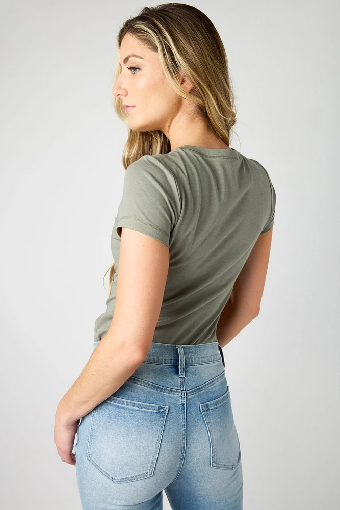 Cap-Sleeve Crew-Neck Tee