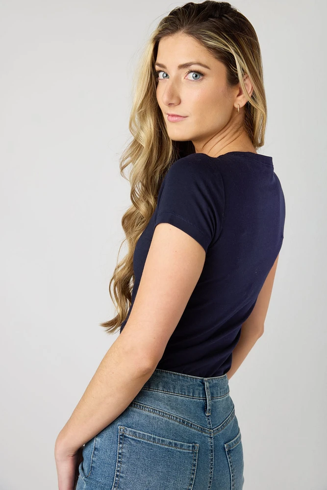 Cap-Sleeve Crew-Neck Tee