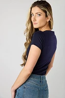 Cap-Sleeve Crew-Neck Tee