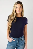 Cap-Sleeve Crew-Neck Tee