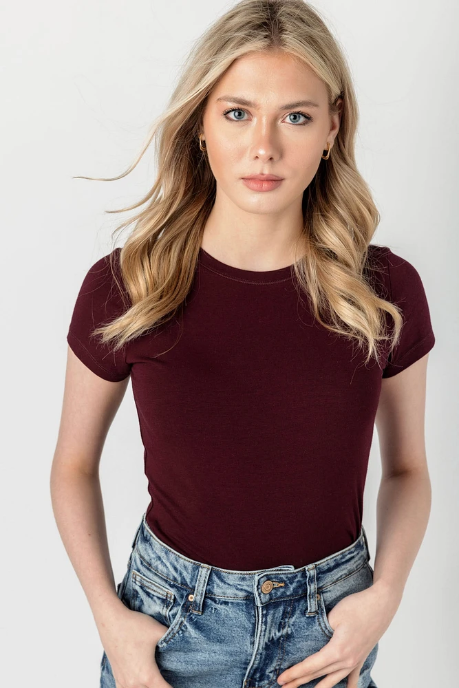 Cap-Sleeve Crew-Neck Tee
