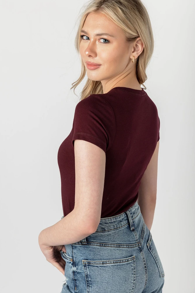 Cap-Sleeve Crew-Neck Tee