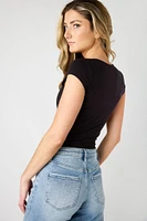 Cap-Sleeve Square-Neck Tee