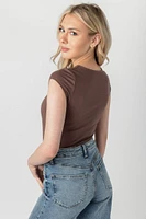 Cap-Sleeve Square-Neck Tee