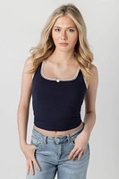 Lace Trim  Square-Neck Tank Top