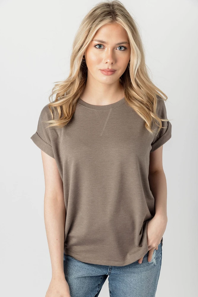 Short-Sleeve Sweatshirt with Side Slits