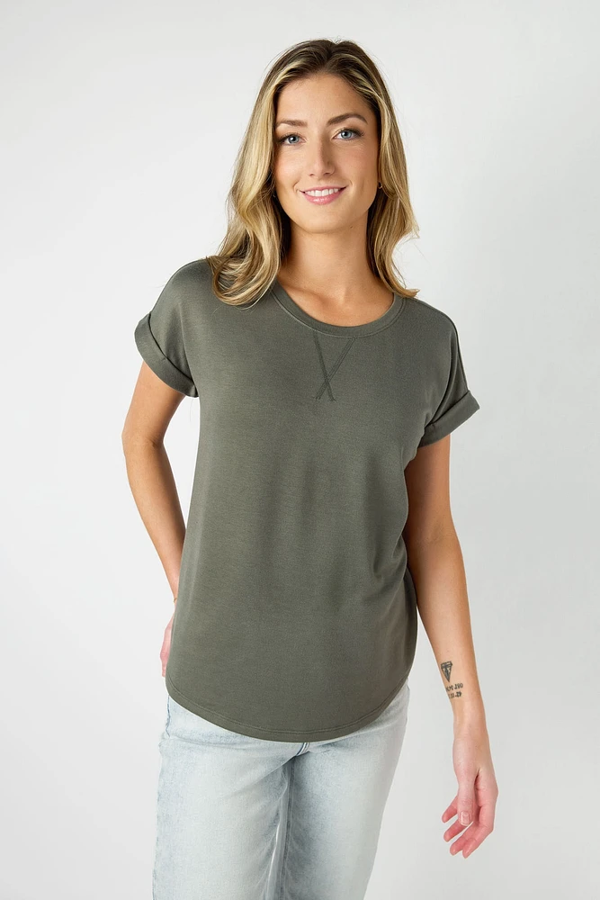 Short-Sleeve Sweatshirt with Side Slits