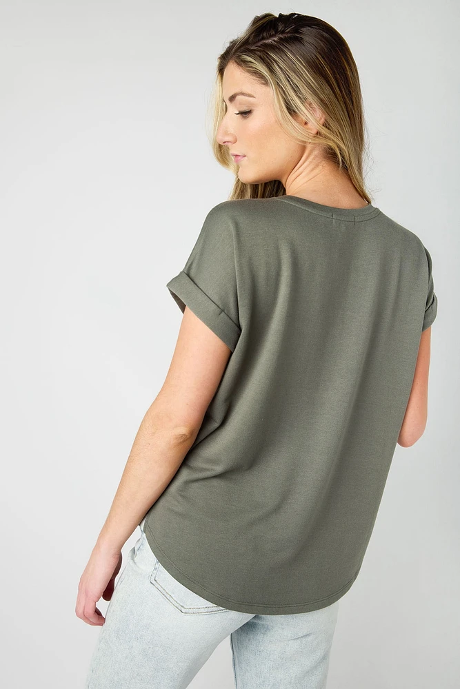 Short-Sleeve Sweatshirt with Side Slits