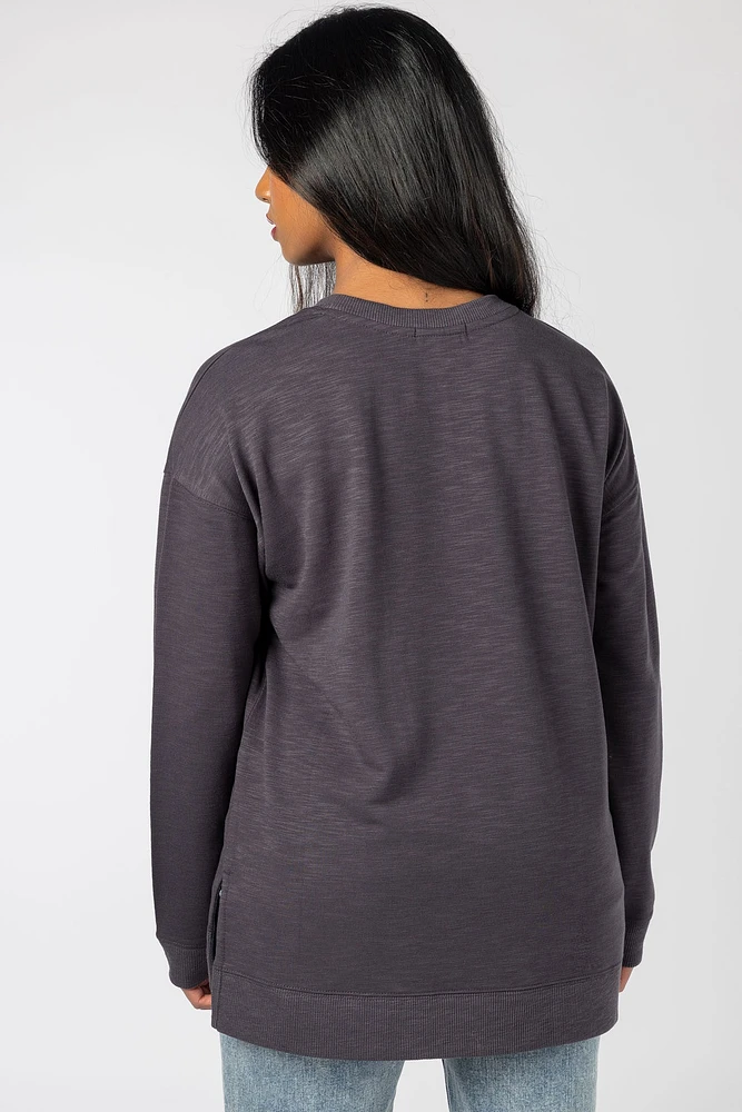 Fleece Sweatshirt with Side Slits