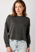 Cozy Ribbed Long-Sleeve Cropped Top