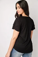 Double Ruffle Slub Top