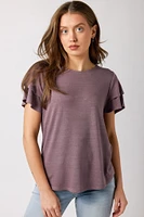 Double Ruffle Slub Top