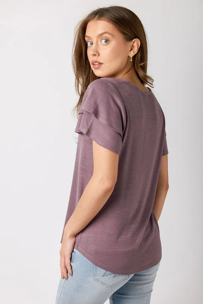 Double Ruffle Slub Top