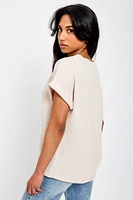 Ribbed Short-Sleeve V-Neck Tee