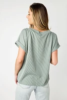 Ribbed Short-Sleeve V-Neck Tee