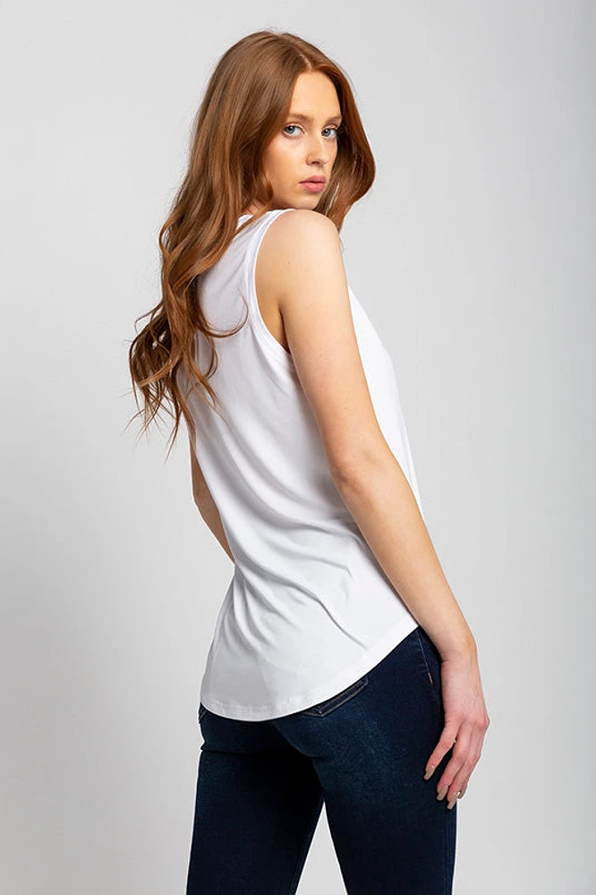 Sleeveless V-Neck Brushed Tank