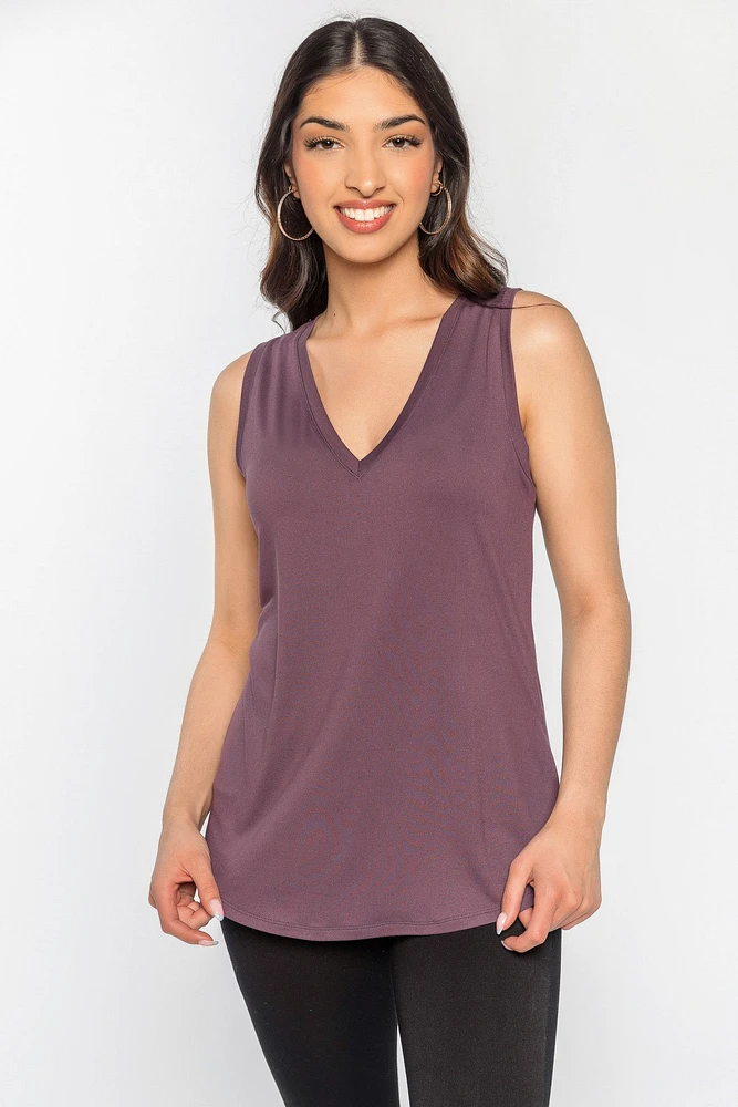 Brushed Sleeveless V-Neck