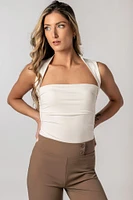 Square Neck Top with Ruching
