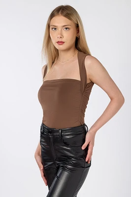 Square Neck Top with Ruching