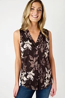Floral Sleeveless V-Neck Top