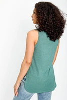 Sleeveless Crew-Neck High-Low Sweater Top