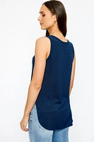 Sleeveless Crew-Neck High-Low Sweater Top