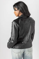 Stoosh Black Vegan Leather Moto Jacket