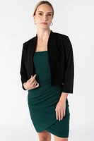 Stretch Crepe Cropped Shawl Blazer