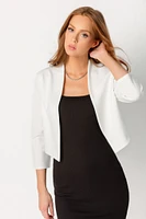 Stretch Crepe Cropped Shawl Blazer